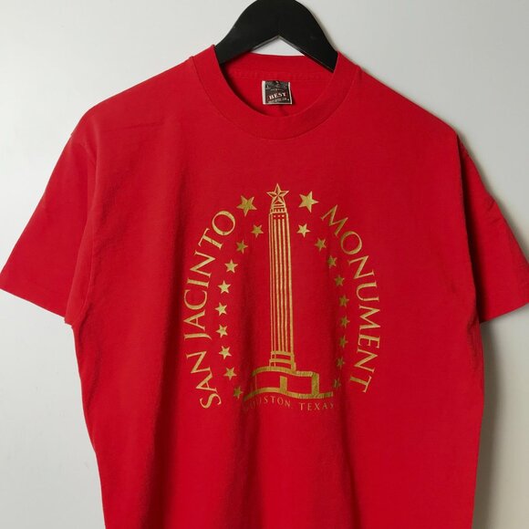 San Jacinto Monument T-Shirt Vintage 90s Red Large Texas Single Stitch USA - Picture 10 of 12